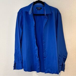 Nine West Men's Classic Slim Fit Blue Dress Shirt Size Large